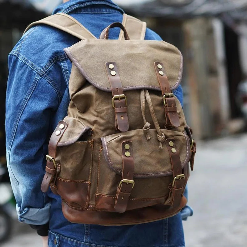 Vintage Style Canvas Large Backpack