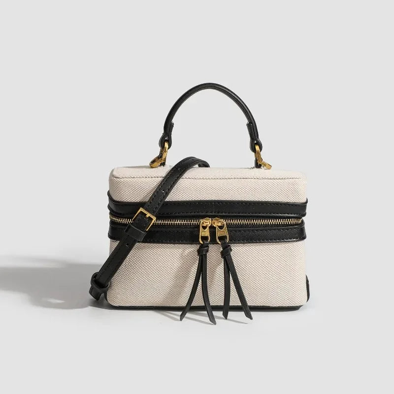Vintage Designer Style Canvas Crossbody Bag