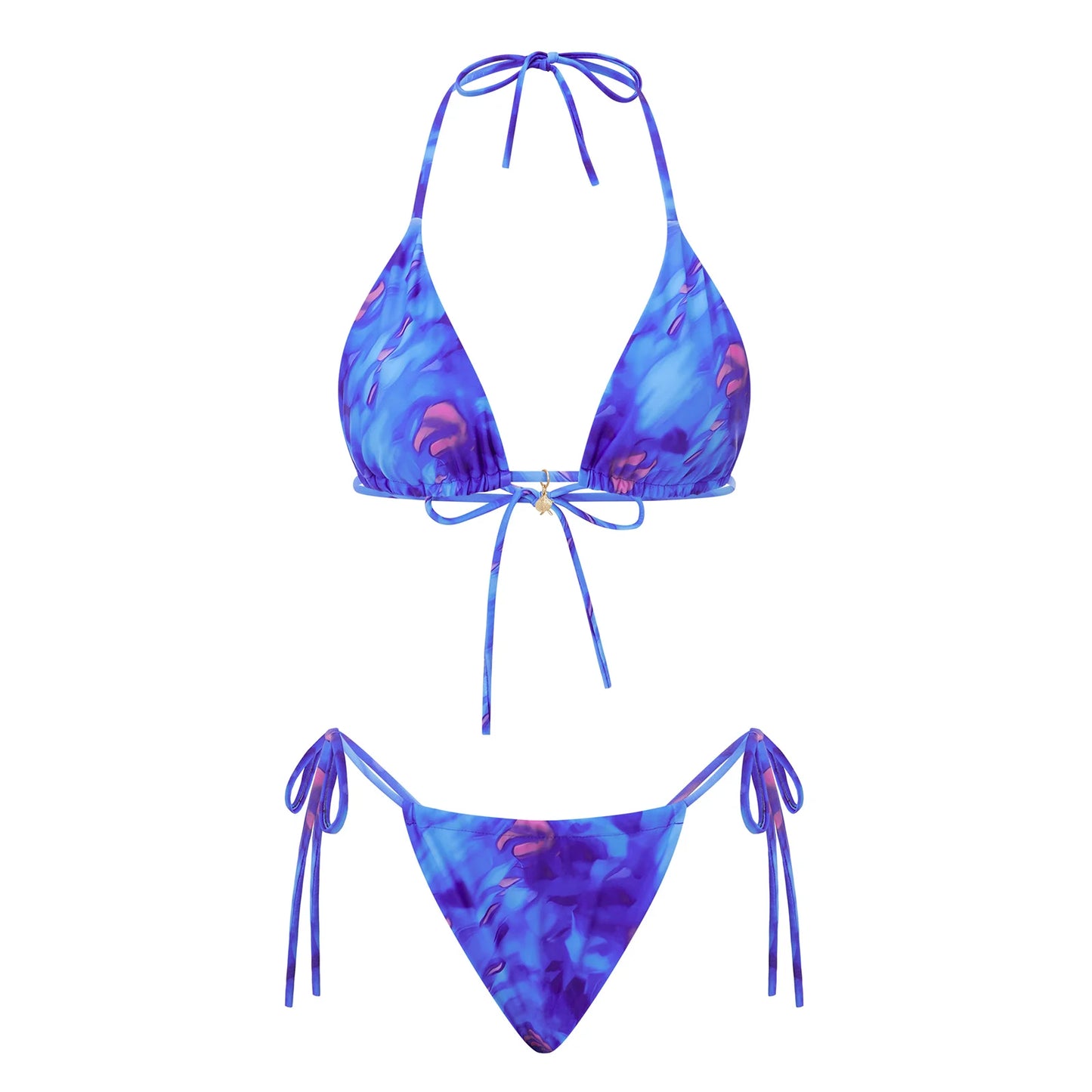 Tropical Triangle Top Side-Tye Thong Bottom Bikini