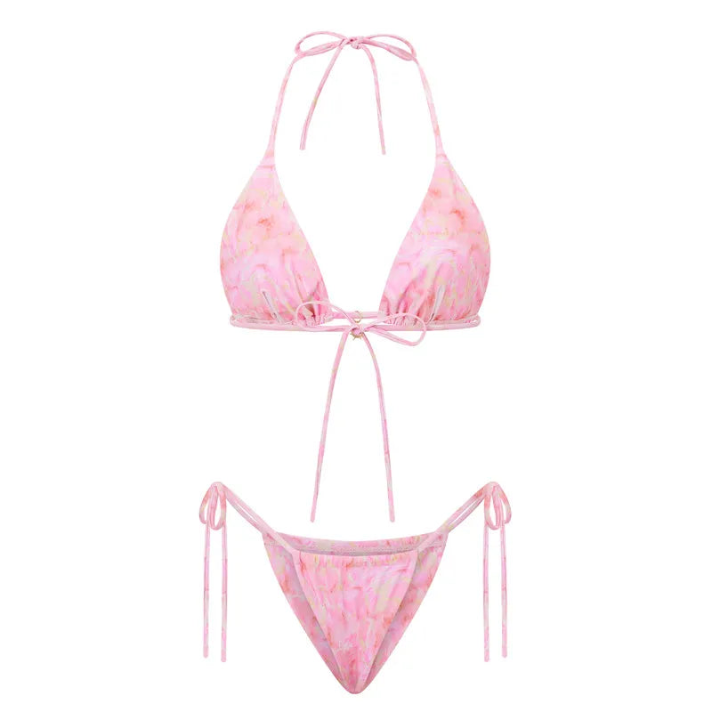 Tropical Triangle Top Side-Tye Thong Bottom Bikini