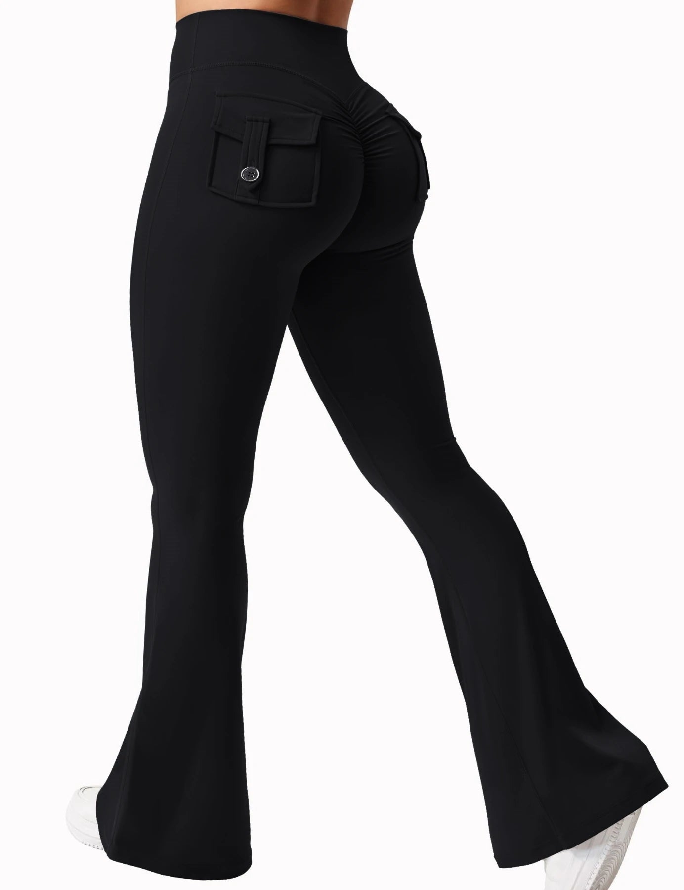 Wide Leg High Stretch Yoga Leggings With Pockets