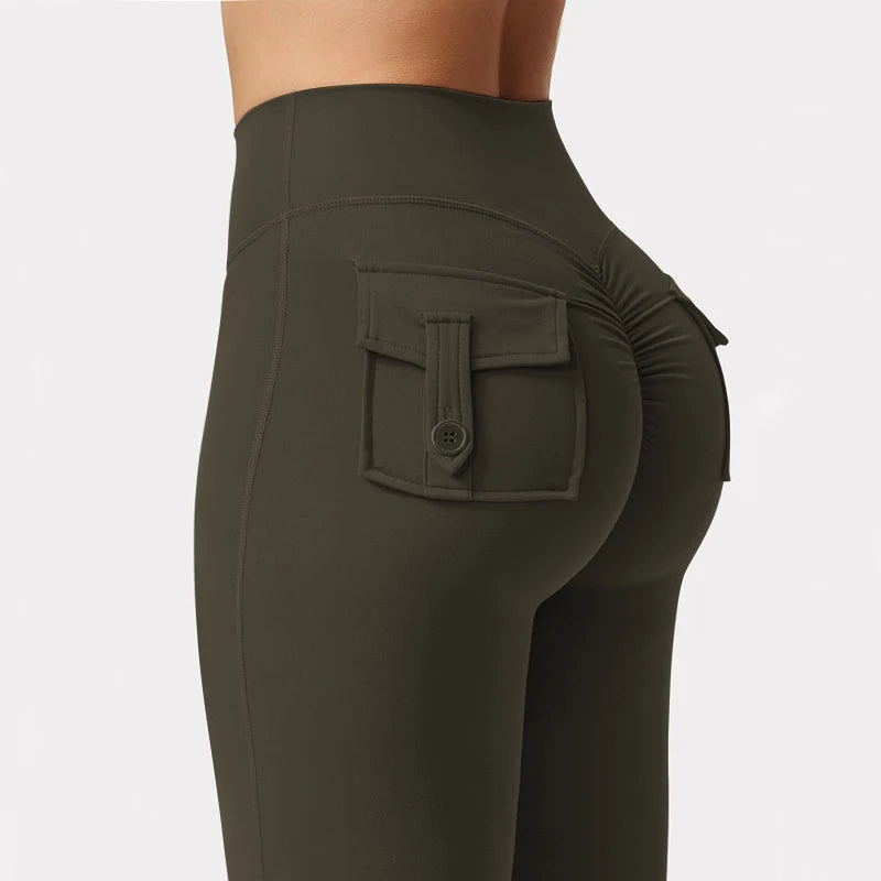 Wide Leg High Stretch Yoga Leggings With Pockets