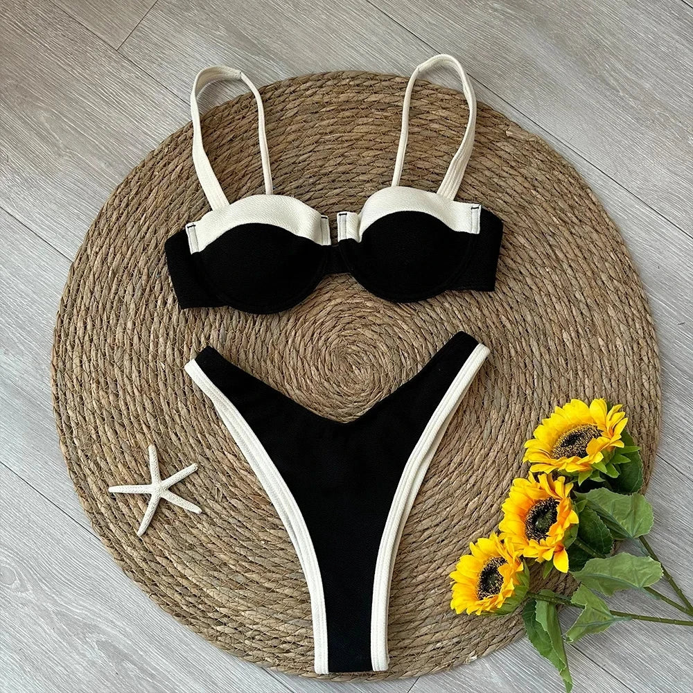 Patchwork Micro Halter Top Cheeky Bikini