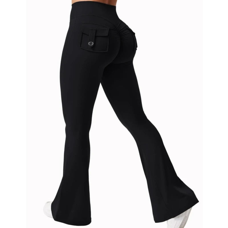 Wide Leg High Stretch Yoga Leggings With Pockets