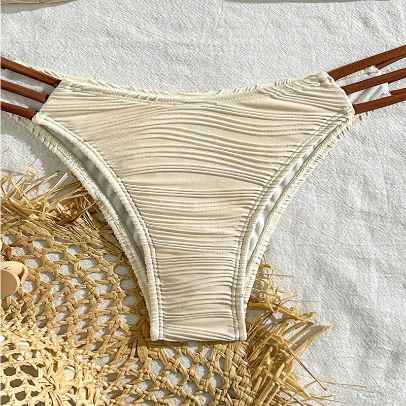 White Bandeau Top Cheeky Bottom Bikini