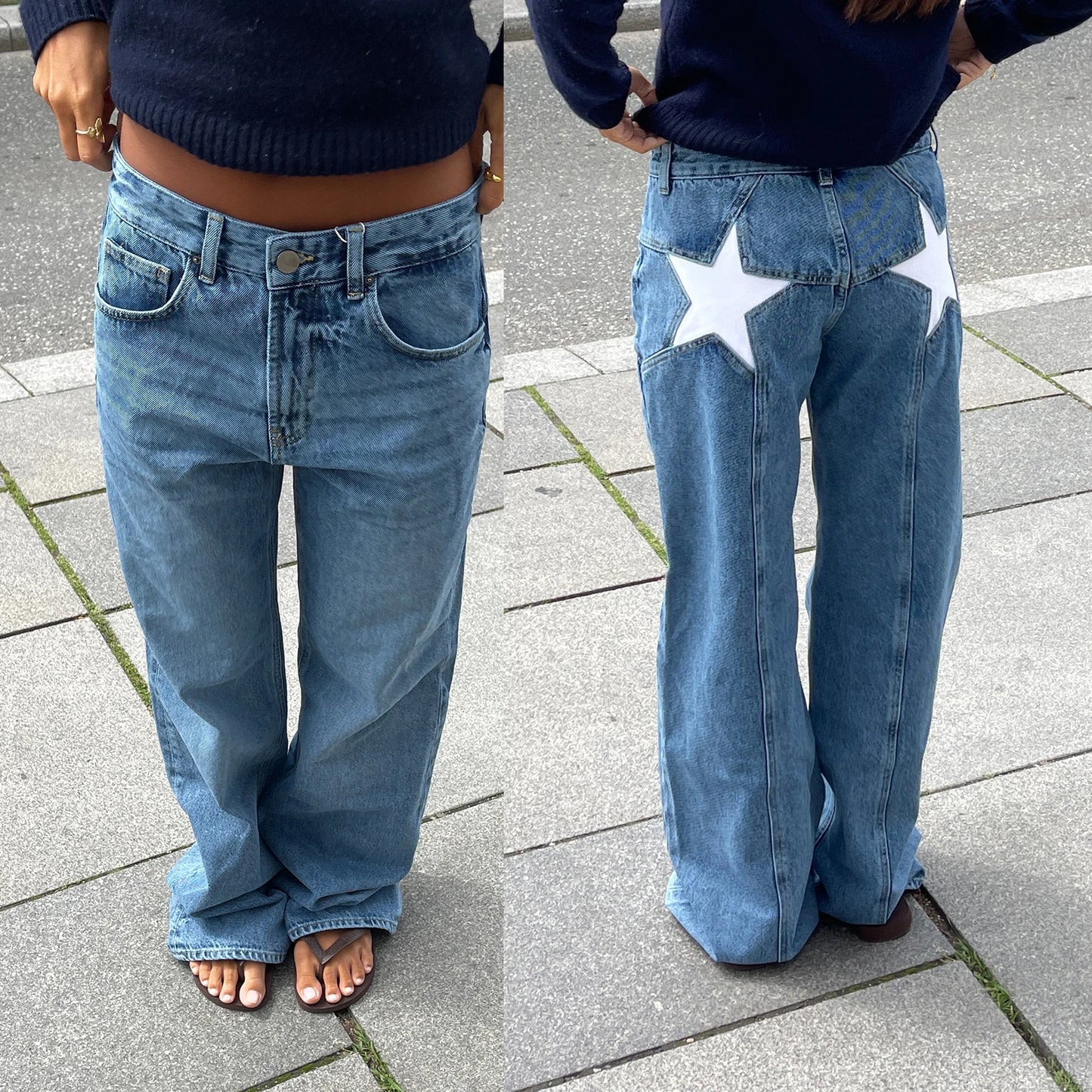Y2K Vintage Star Pattern Straight Jeans