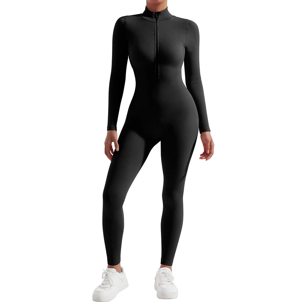Warm Bodycon Fitted Zipper Jumpsuit