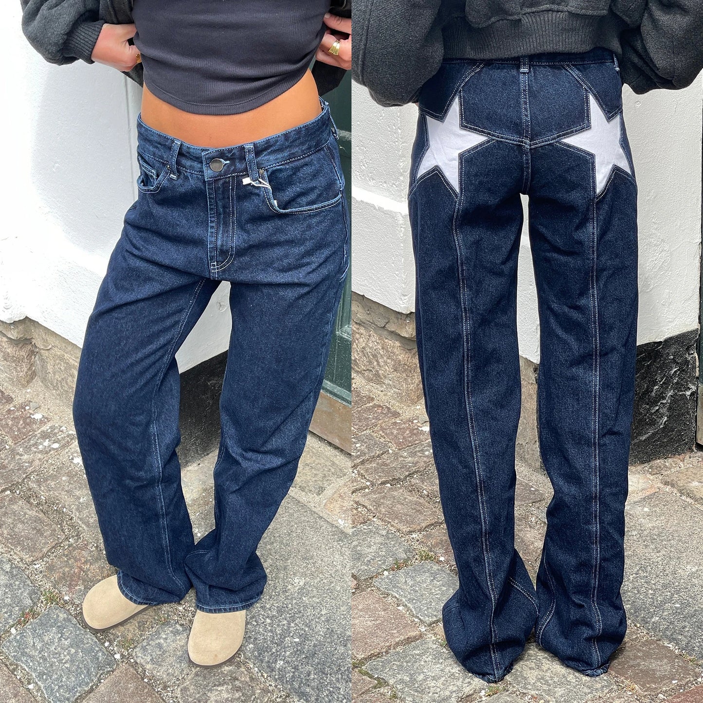 Y2K Vintage Star Pattern Straight Jeans