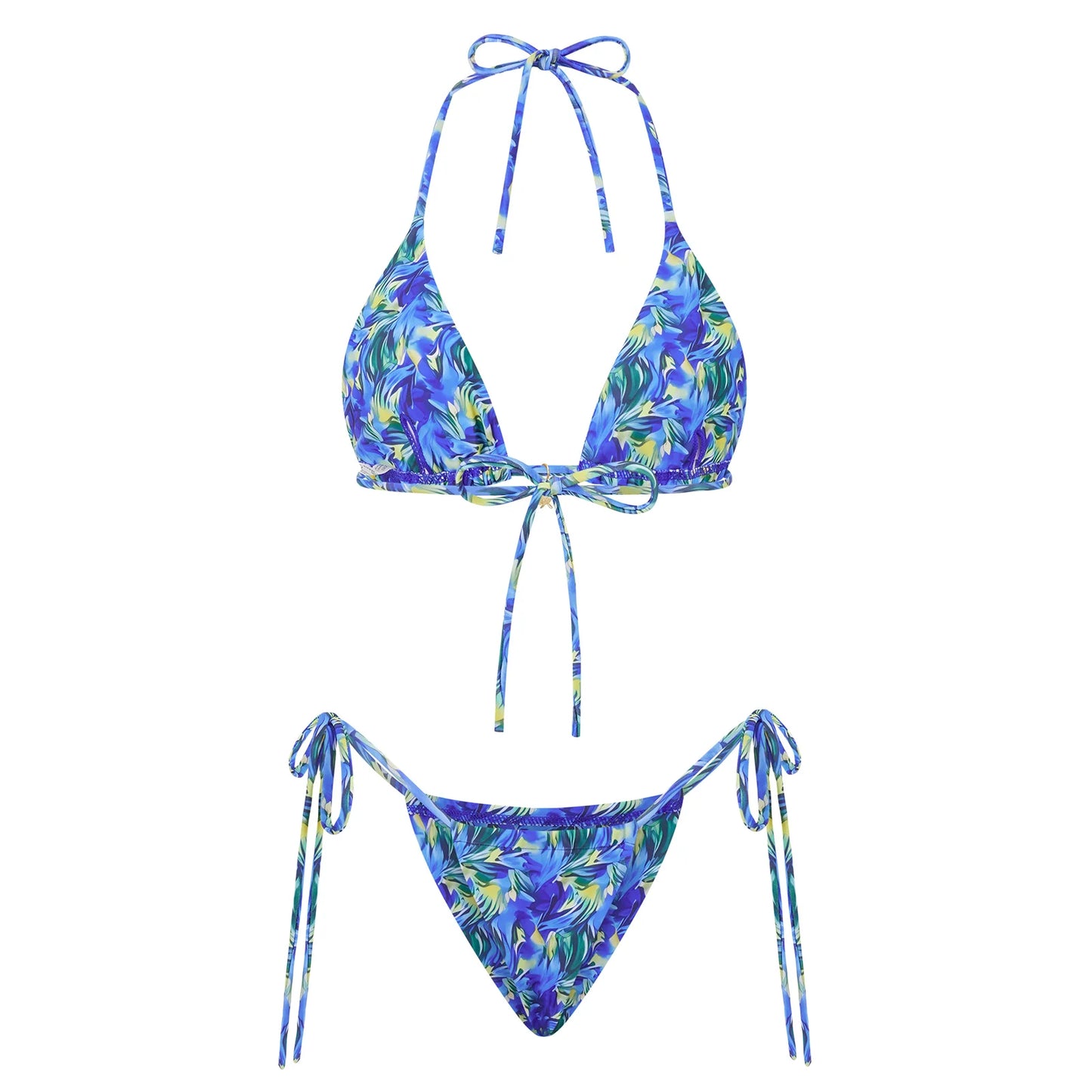 Tropical Triangle Top Side-Tye Thong Bottom Bikini