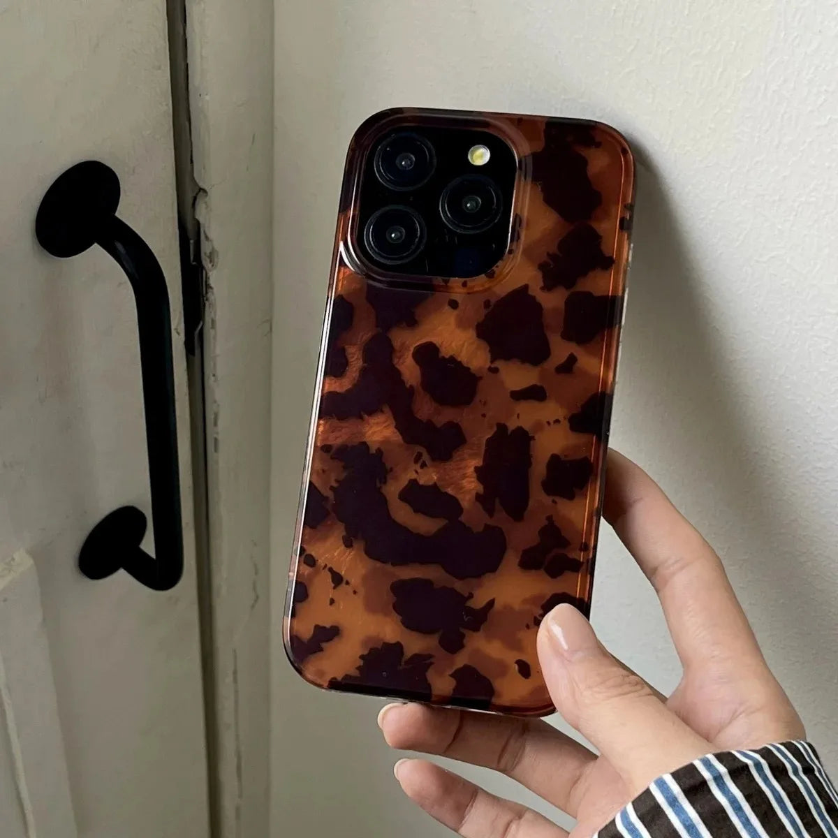 Retro Amber Texture Leopard Print iPhone Case