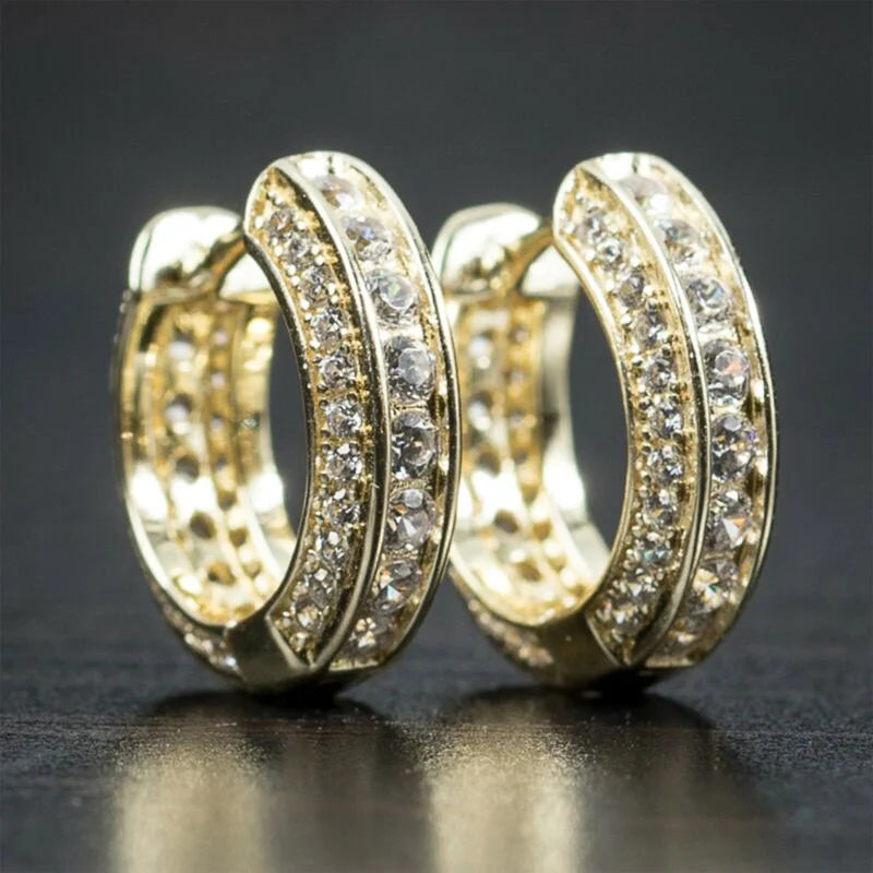 White Cubic Zirconia Unisex Hoop Earrings