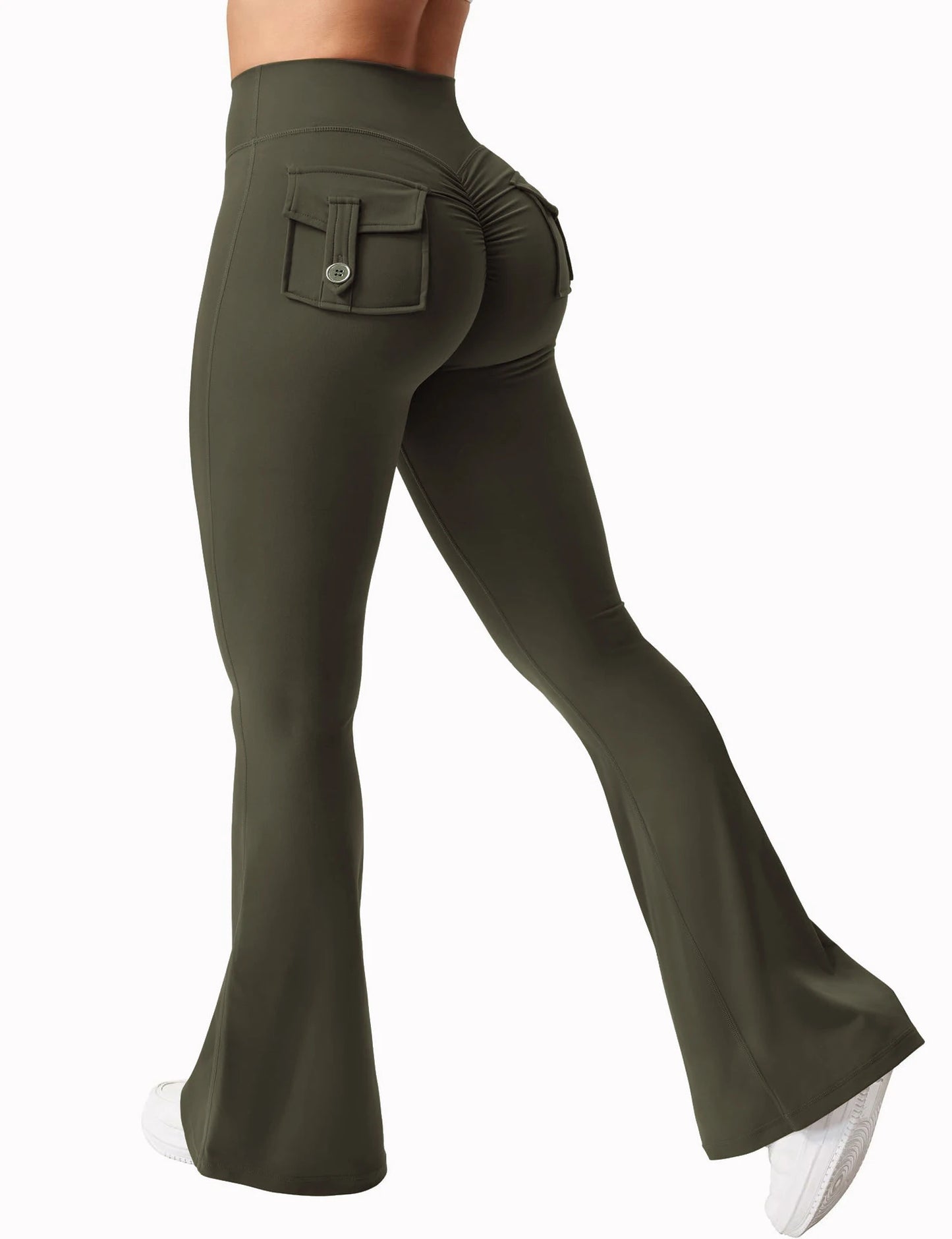 Wide Leg High Stretch Yoga Leggings With Pockets