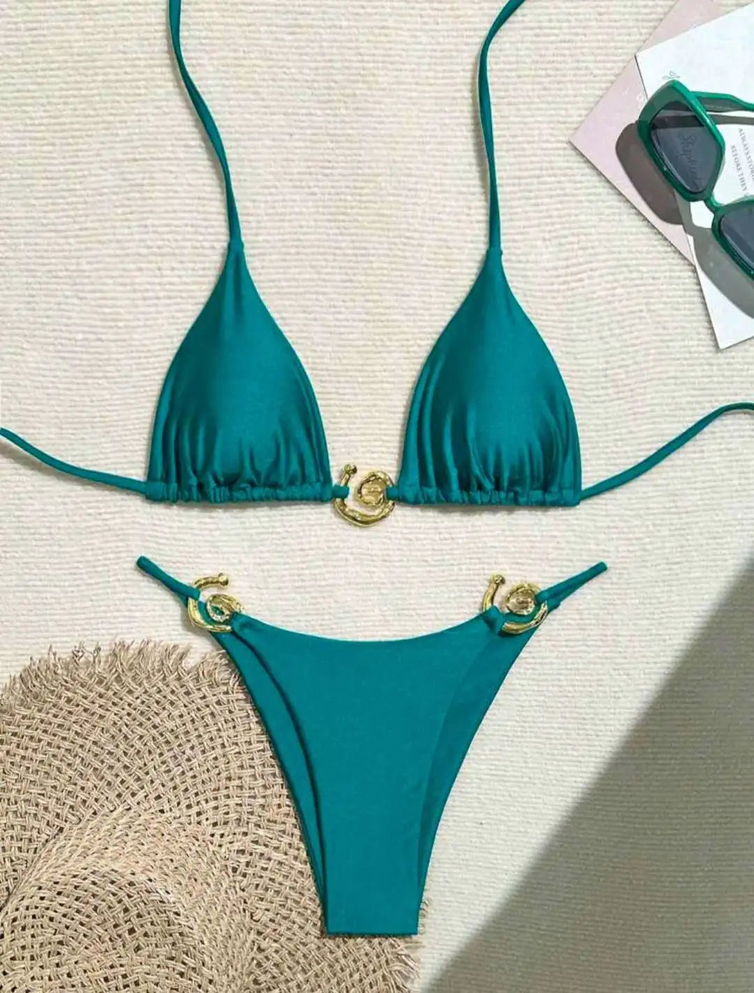 Metal Micro Triangle Top Side-Tie Bikini