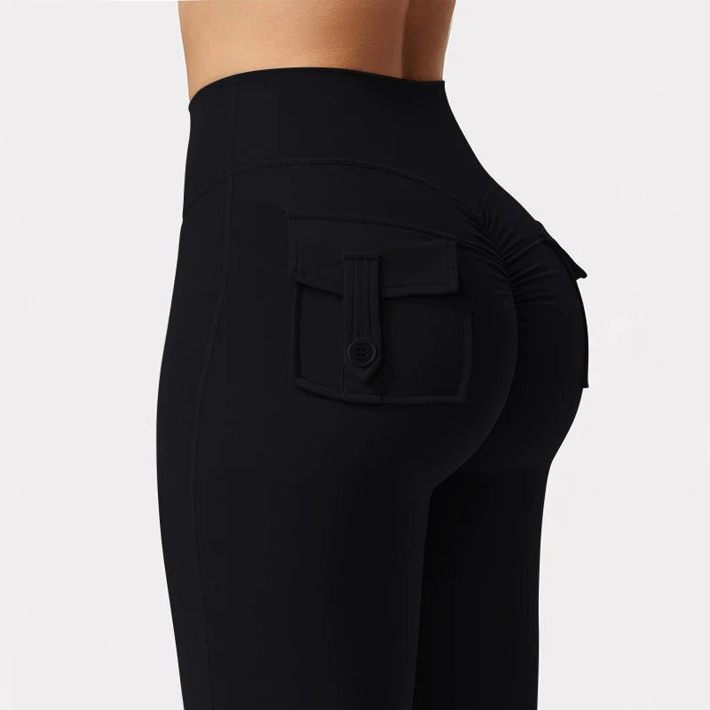 Wide Leg High Stretch Yoga Leggings With Pockets