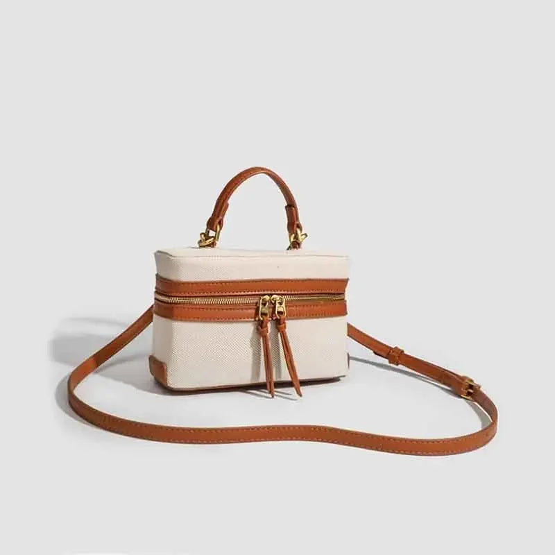 Vintage Designer Style Canvas Crossbody Bag