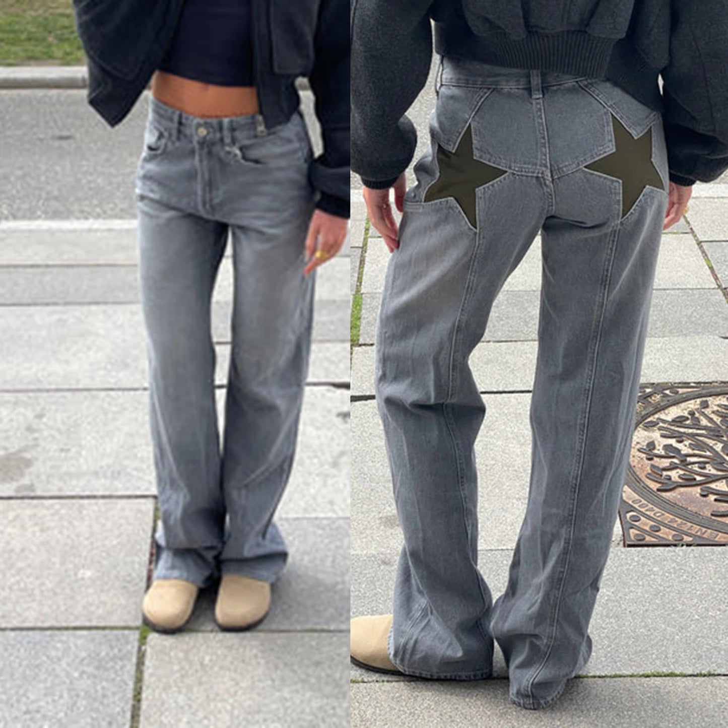 Y2K Vintage Star Pattern Straight Jeans