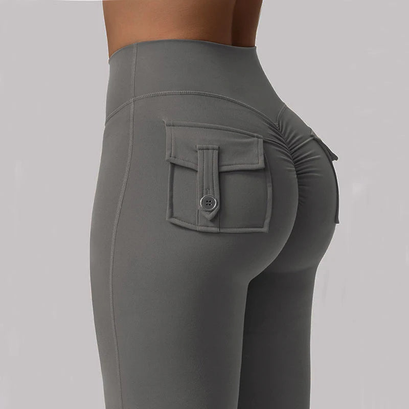 Wide Leg High Stretch Yoga Leggings With Pockets