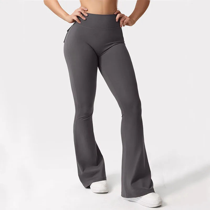 Wide Leg High Stretch Yoga Leggings With Pockets