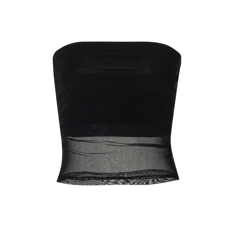 Mesh Corset Black Crop Top