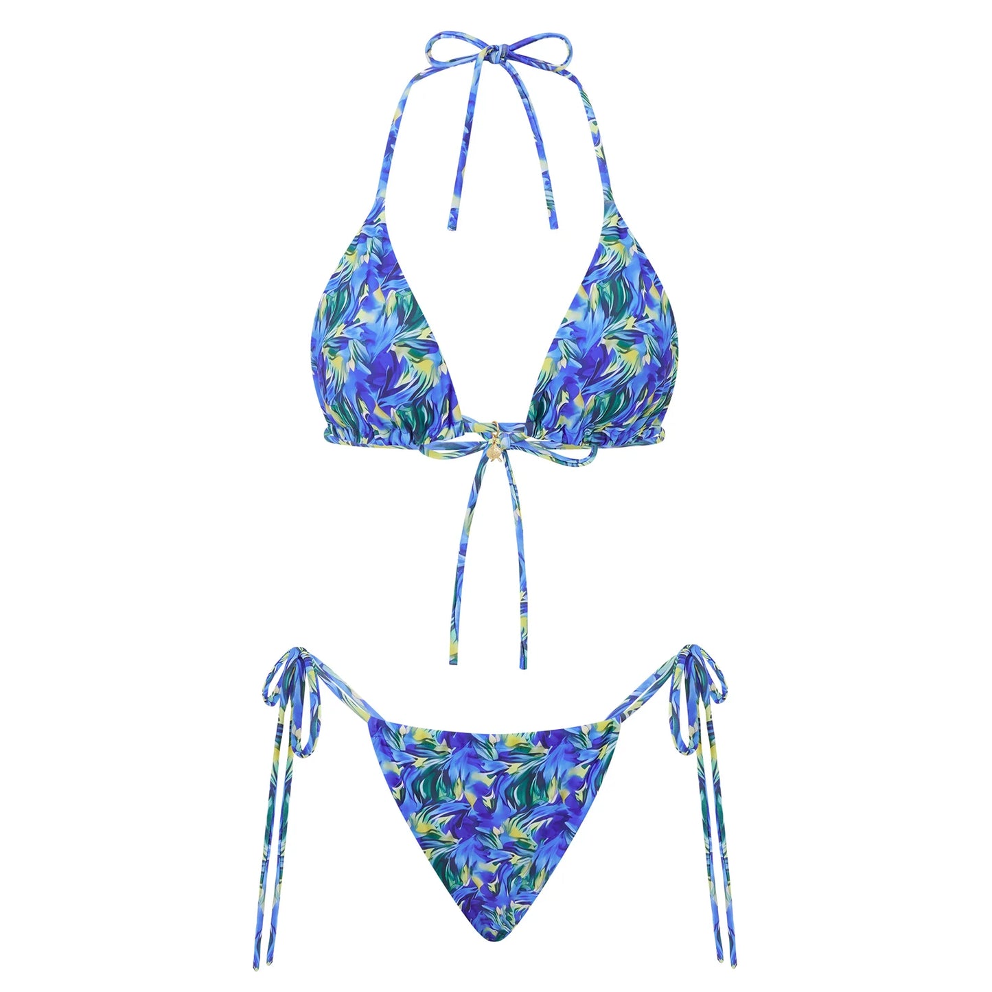 Tropical Triangle Top Side-Tye Thong Bottom Bikini