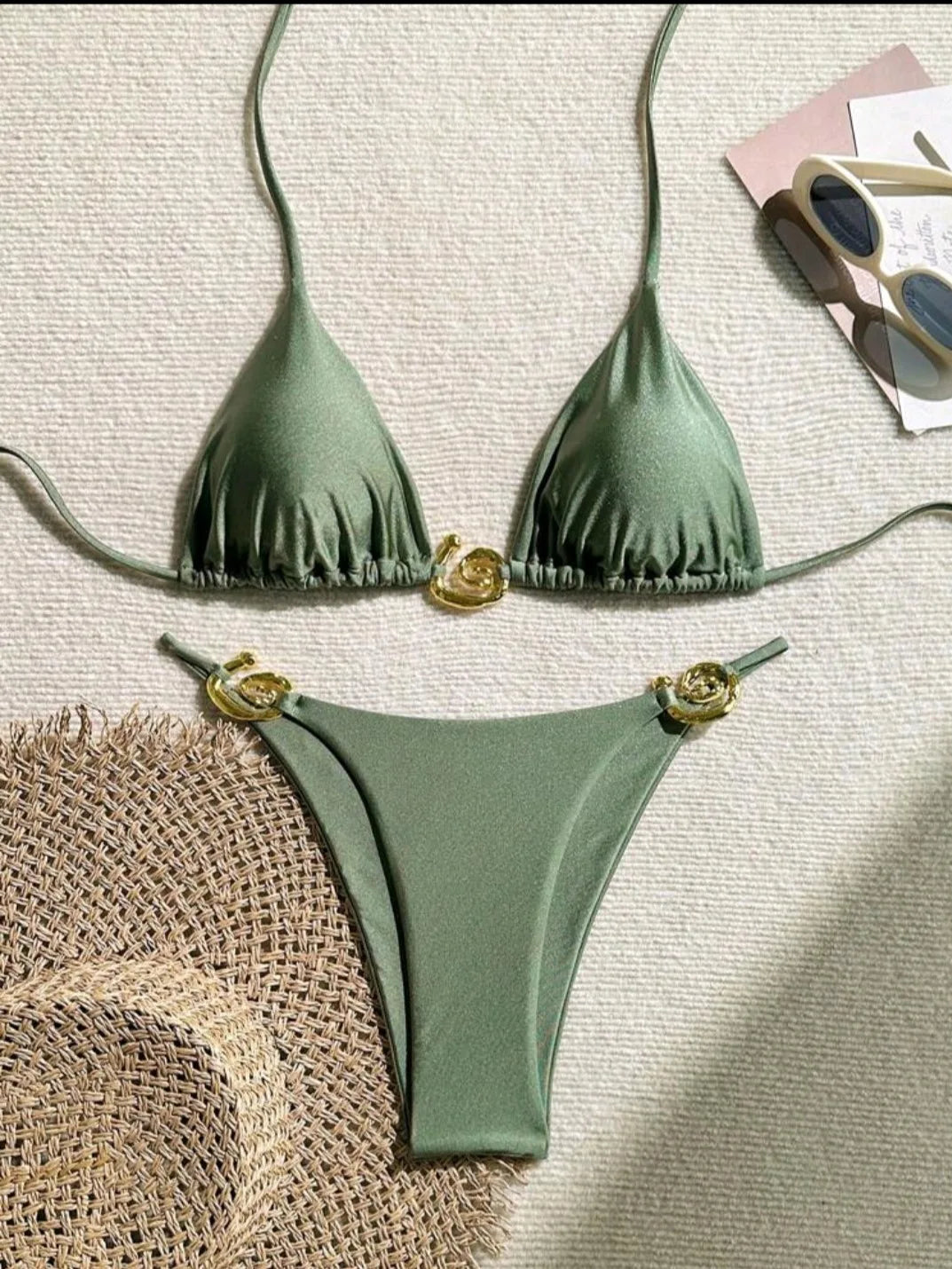 Metal Micro Triangle Top Side-Tie Bikini