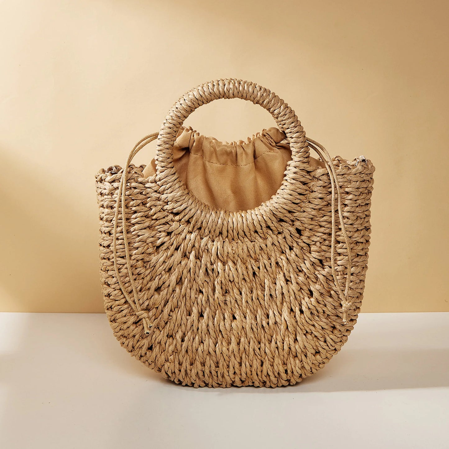 Handwoven Straw Half-Moon Beach Handbag Crossbody Shoulder Bag