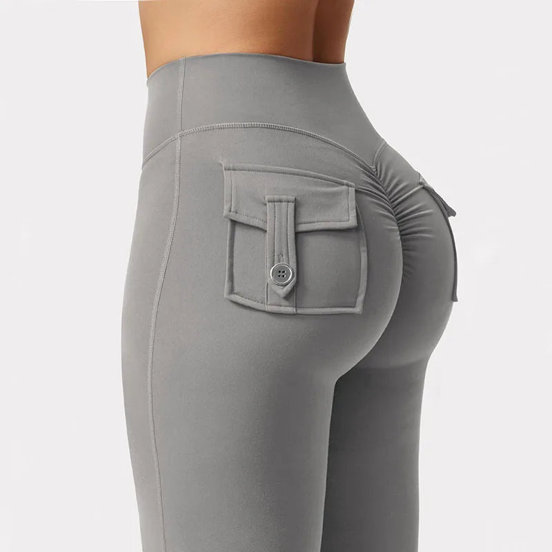 Wide Leg High Stretch Yoga Leggings With Pockets