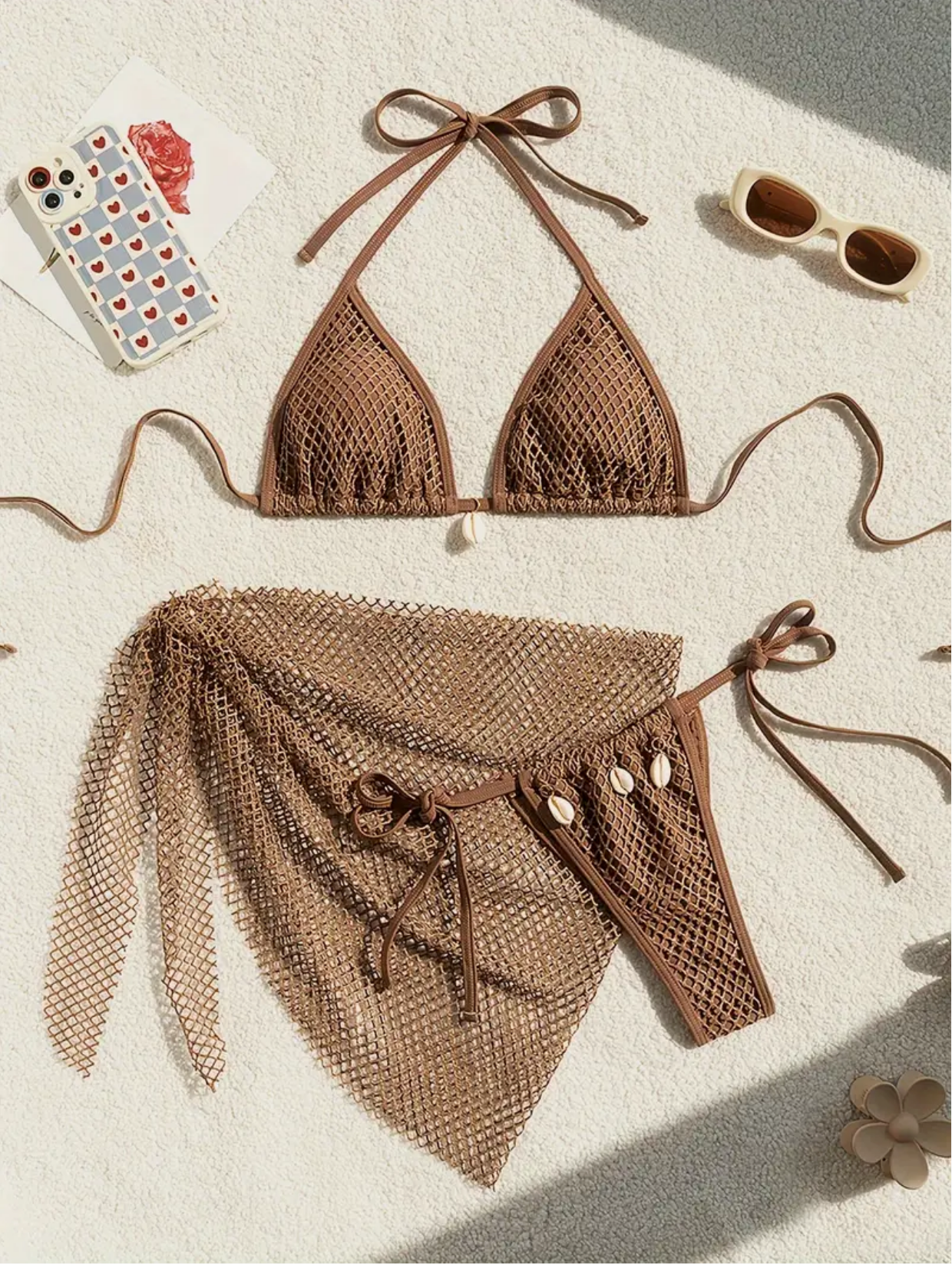 Triangle Top Side-Tie Bottoms Three-Piece Bikini