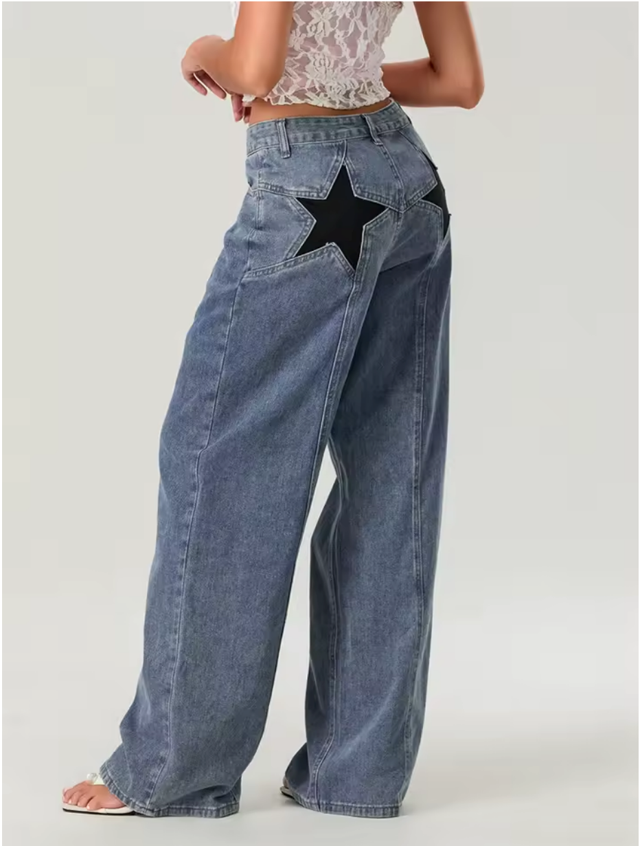 Y2K Vintage Star Pattern Straight Jeans