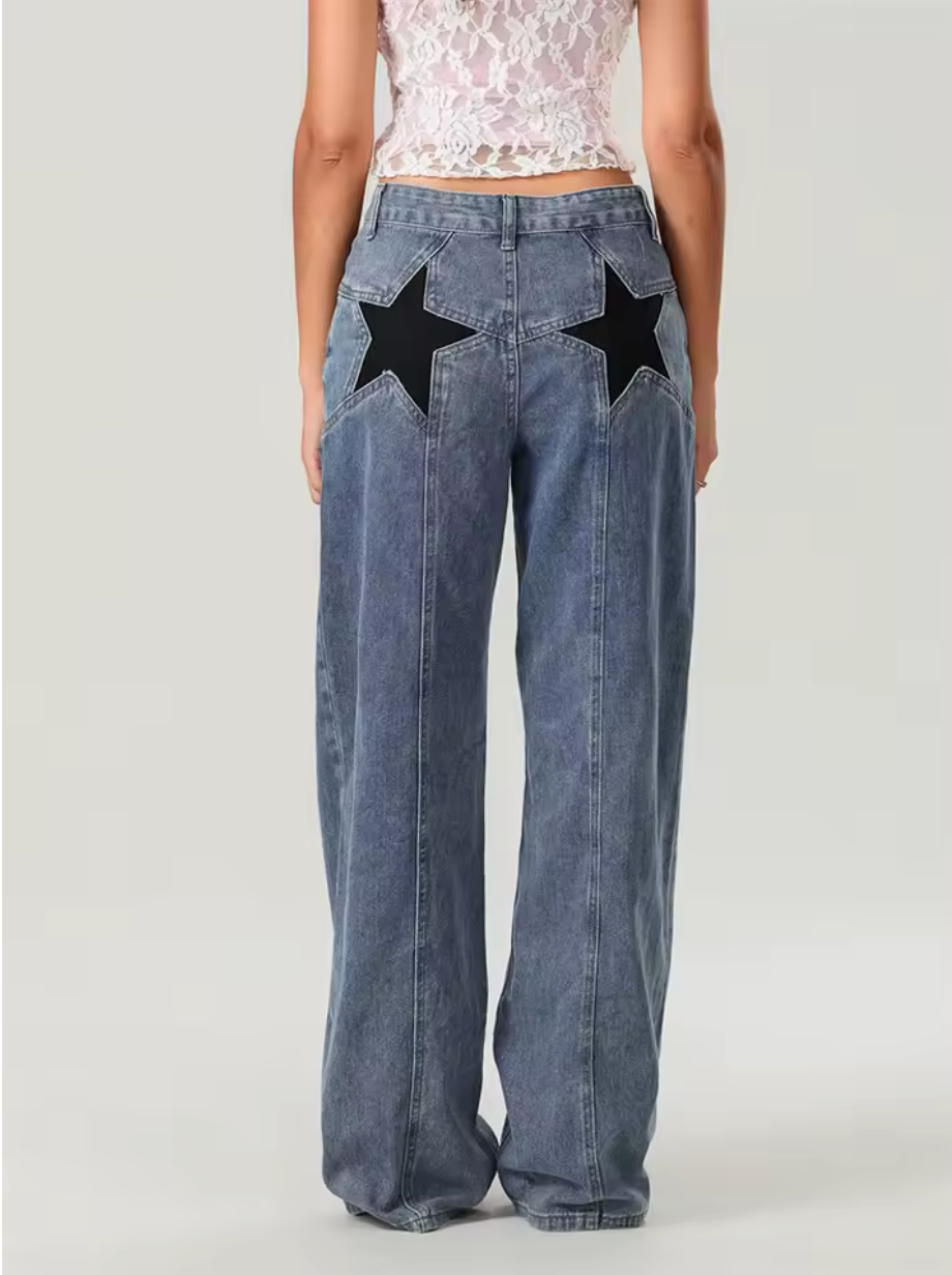Y2K Vintage Star Pattern Straight Jeans