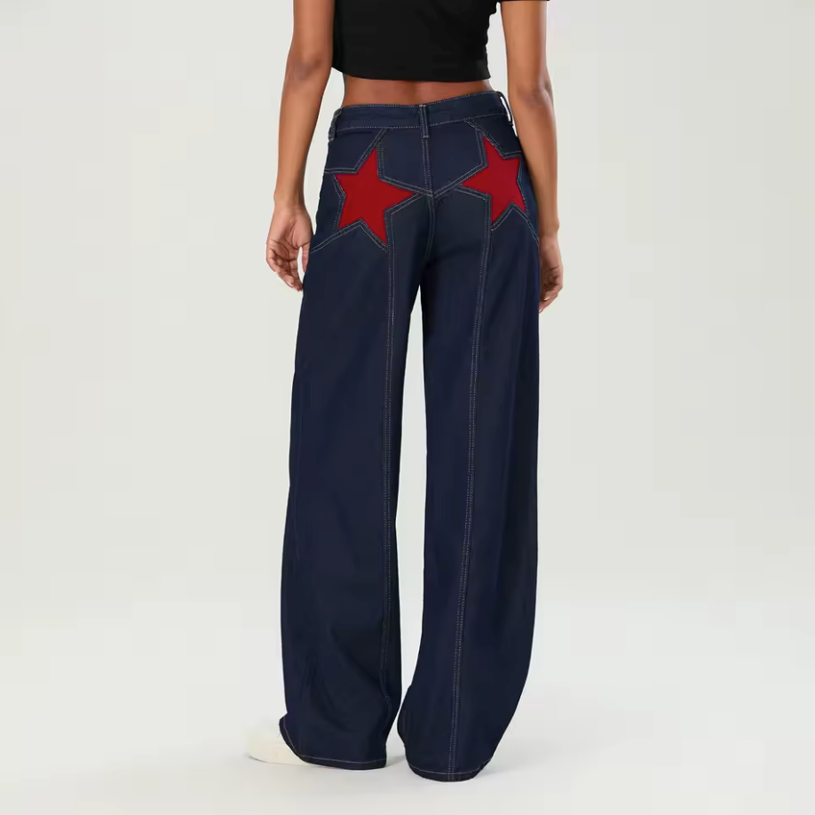 Y2K Vintage Star Pattern Straight Jeans