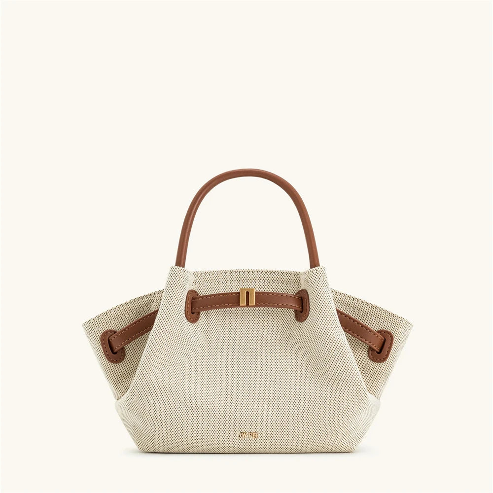 Canvas Brown Crossbody Shoulder Leather Tote Bag