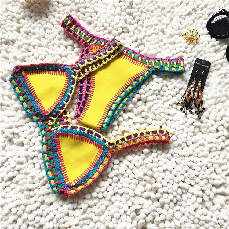 Multi-Color Triangle Top Brazilian Bikini