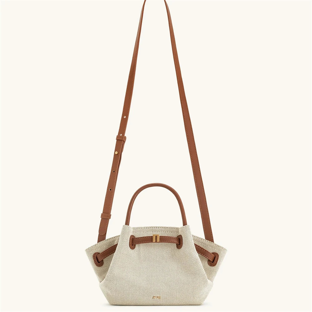 Canvas Brown Crossbody Shoulder Leather Tote Bag
