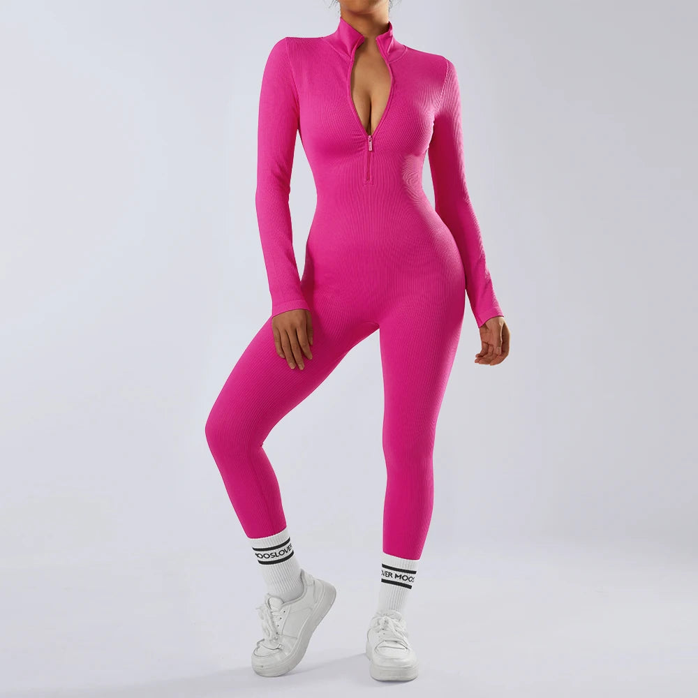 Warm Bodycon Fitted Zipper Jumpsuit