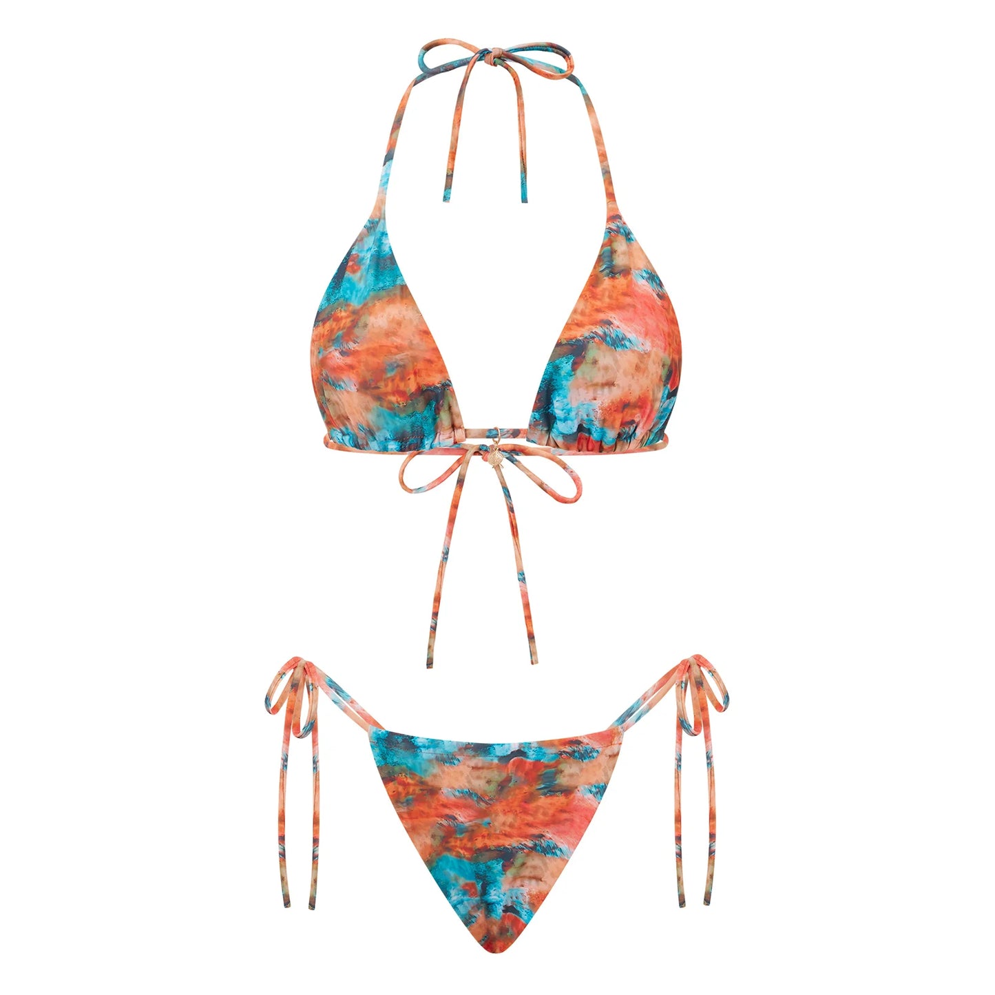 Tropical Triangle Top Side-Tye Thong Bottom Bikini