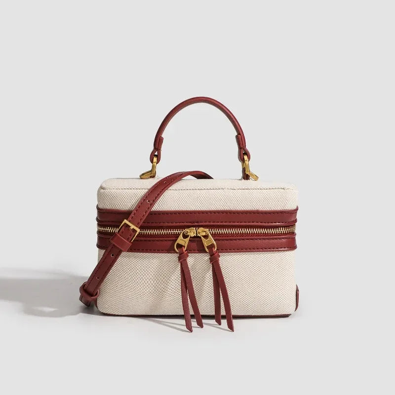 Vintage Designer Style Canvas Crossbody Bag