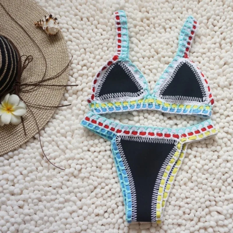 Multi-Color Triangle Top Brazilian Bikini