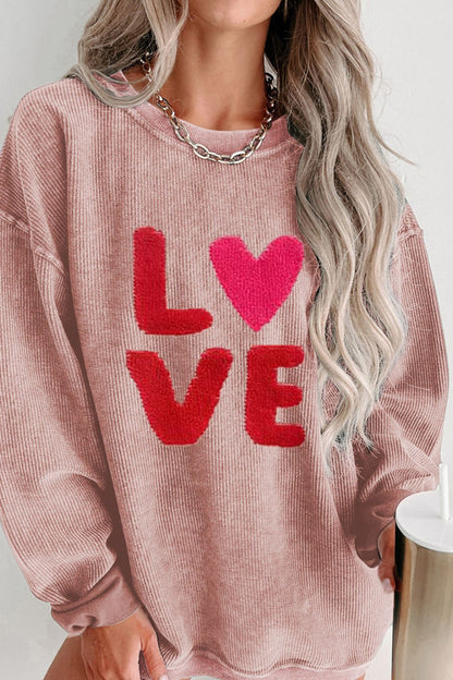 Valentine’s Day LOVE Round Neck Long Sleeve Sweatshirt