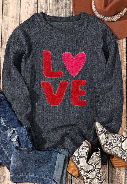 Valentine’s Day LOVE Round Neck Long Sleeve Sweatshirt