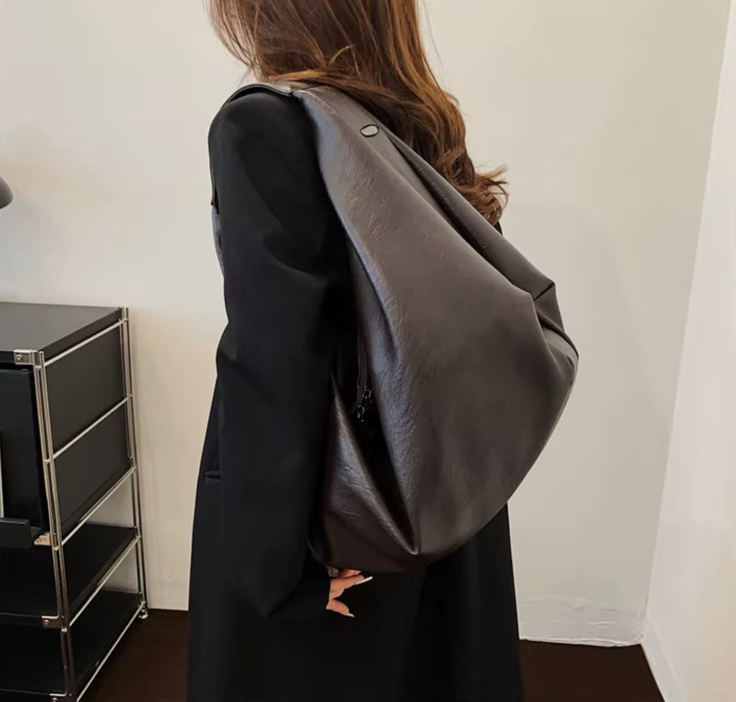 Oversized Soft Leather Shoulder Bag