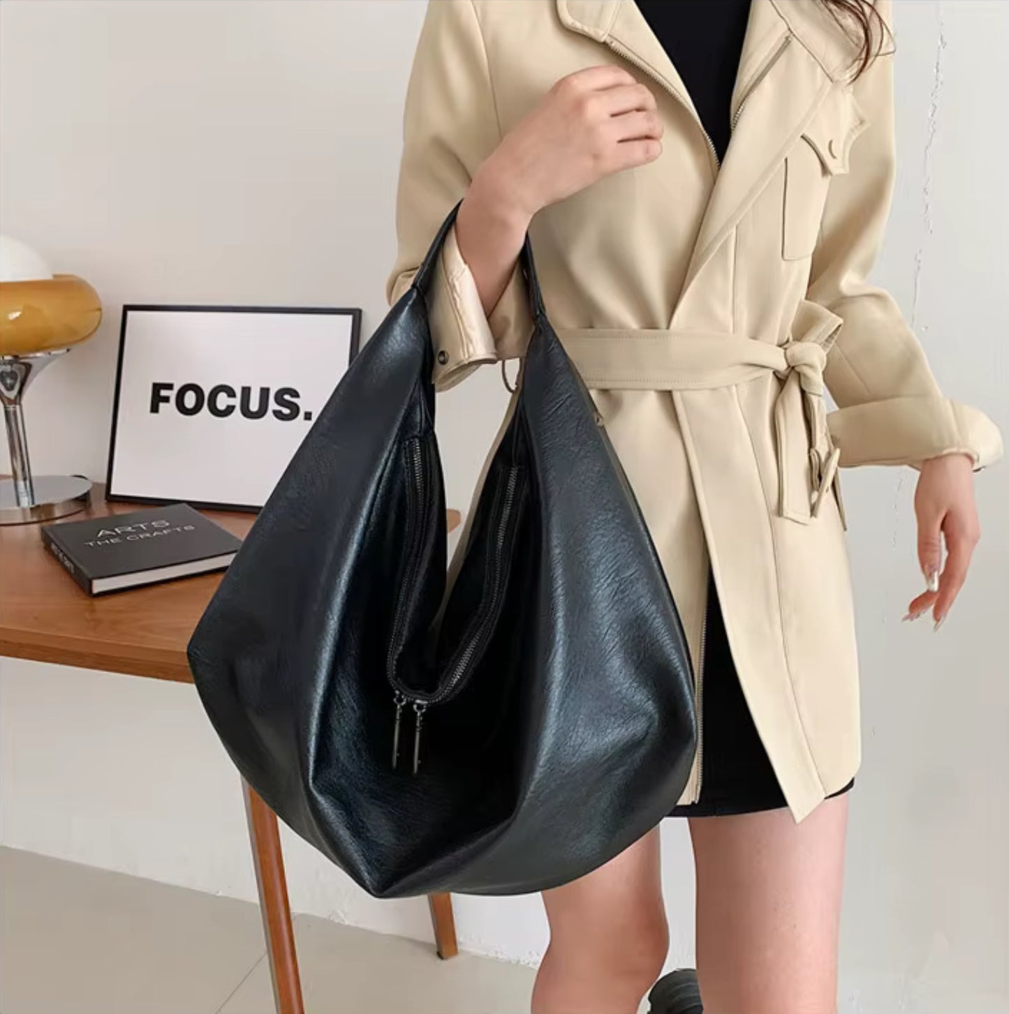 Oversized Soft Leather Shoulder Bag