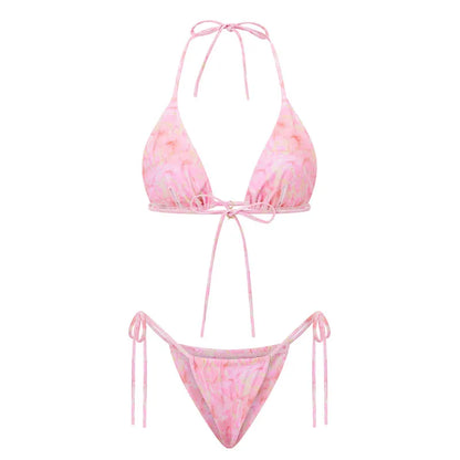 Tropical Triangle Top Side-Tye Thong Bottom Bikini