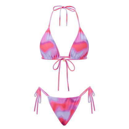Tropical Triangle Top Side-Tye Thong Bottom Bikini