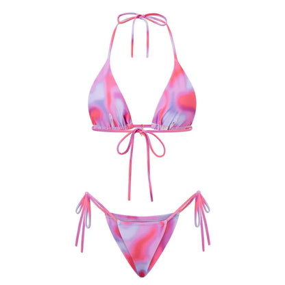 Tropical Triangle Top Side-Tye Thong Bottom Bikini