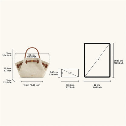 Canvas Brown Crossbody Shoulder Leather Tote Bag