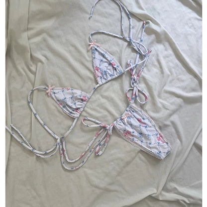 Floral Print Triangle Top Thong Bottom