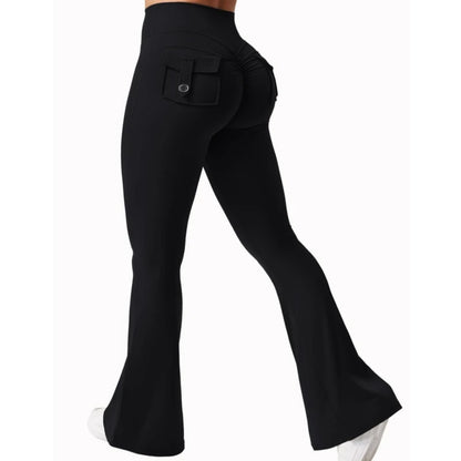 Wide Leg High Stretch Yoga Leggings With Pockets