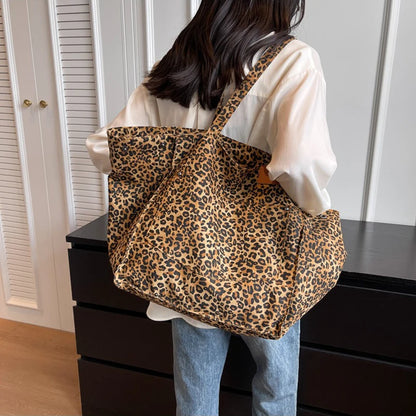 Leopard Pattern Vintage Canvas Tote Bag