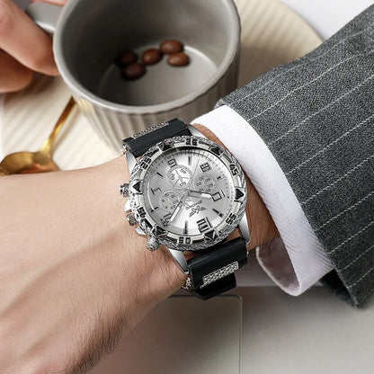 Luxury Stainless Steel Quartz Silicone Watch